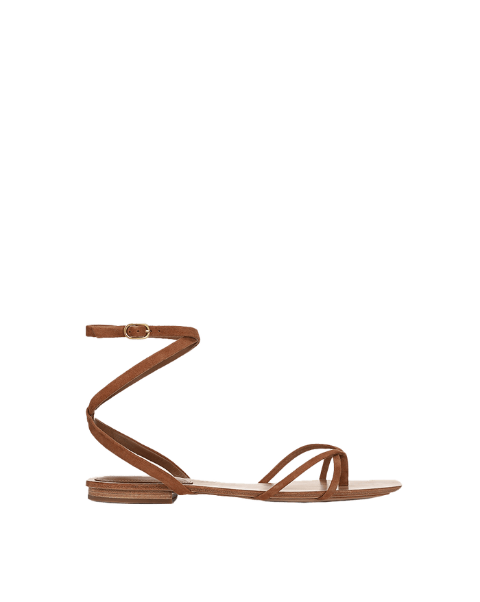 Veronica Beard Allegra Suede Ankle-Wrap Sandal - Hazelwood