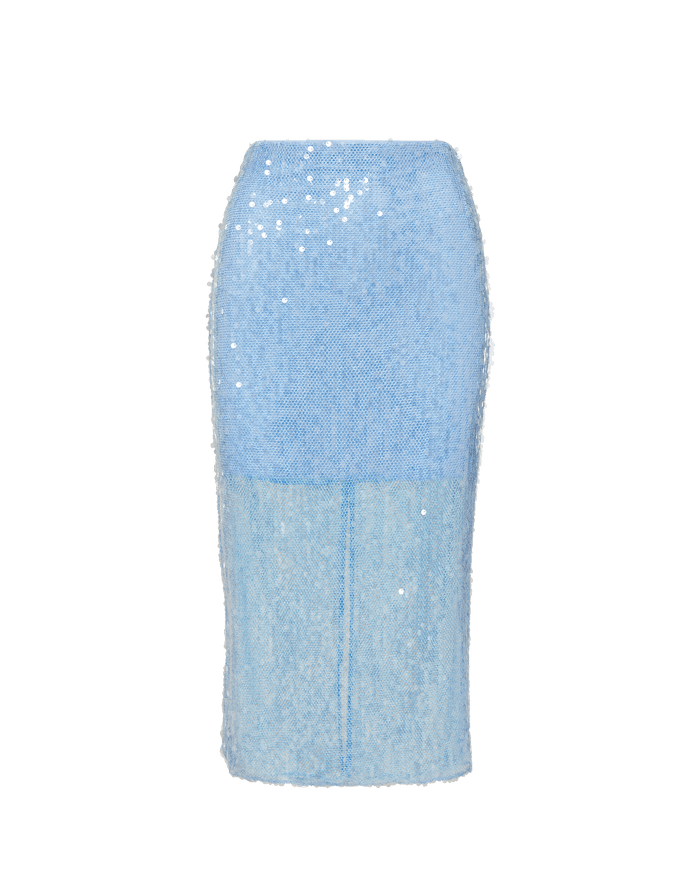 Veronica Beard Allora Sequin Midi Skirt - Blue Jay