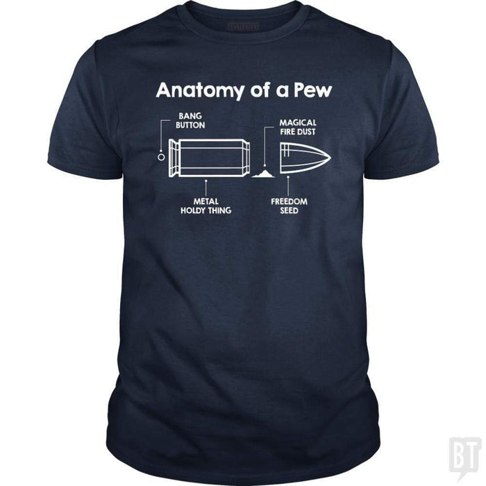 SunFrog-Busted Funky Hippo Classic Guys / Unisex Tee / Navy Blue / S Anatomy Of A Bullet
