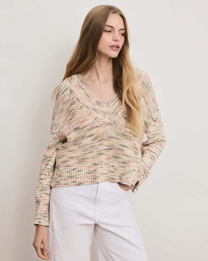 Veronica Beard Anola V-Neck Sweater - Petal Multi