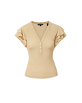 Veronica Beard Aphrodite Top - Stone Khaki