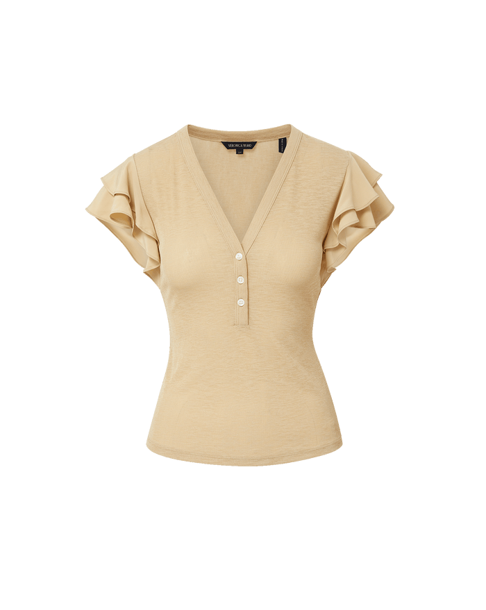 Veronica Beard Aphrodite Top - Stone Khaki