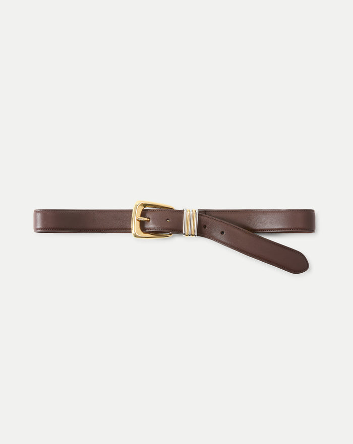 Veronica Beard Arch Leather Belt - Espresso