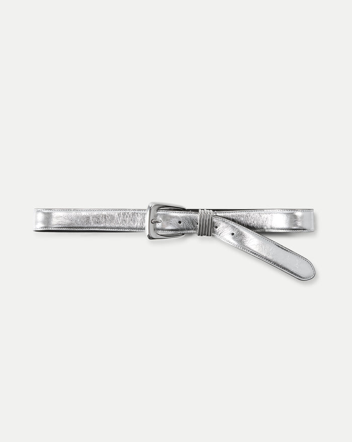 Veronica Beard Arch Leather Belt - Silver
