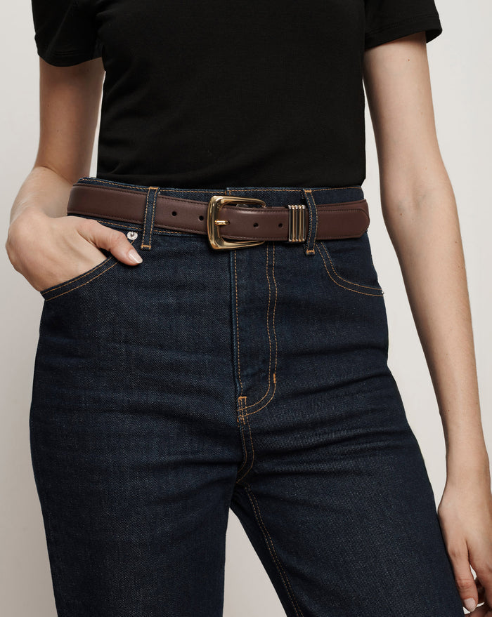 Veronica Beard Arch Leather Belt - Espresso