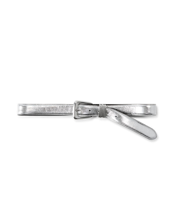 Veronica Beard Arch Leather Belt Silver
