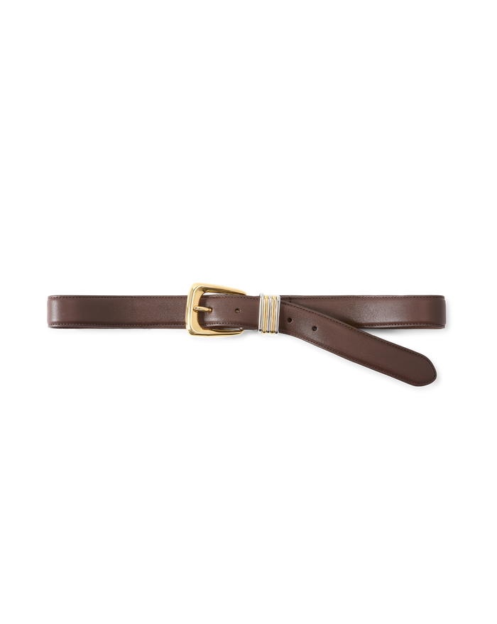 Veronica Beard Arch Leather Belt Espresso