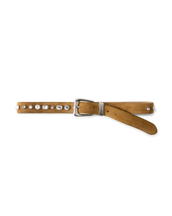 Veronica Beard Arch Suede Embellished Belt Acorn