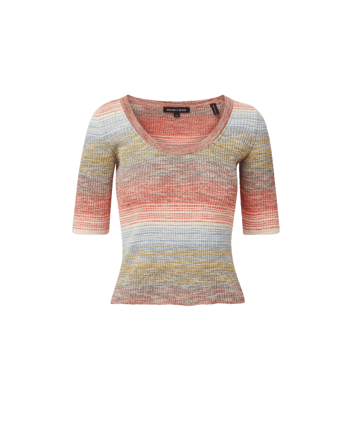 Veronica Beard Striped knit scoop neck top