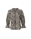 Veronica Beard Black paisley print blouse with ruffled cuffs