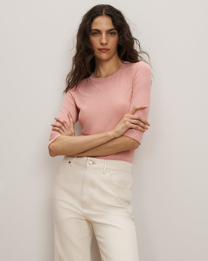 Veronica Beard Auclair Knit T-Shirt - Petal