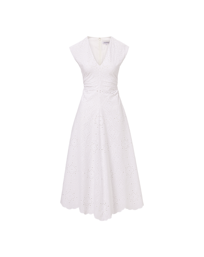 Veronica Beard Aven Eyelet Midi Dress - White
