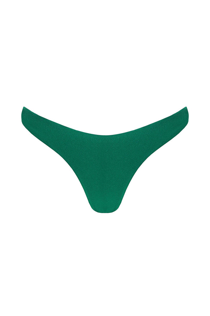 Avy bikini bottom in emerald green with high-rise waist and brazilian coverage