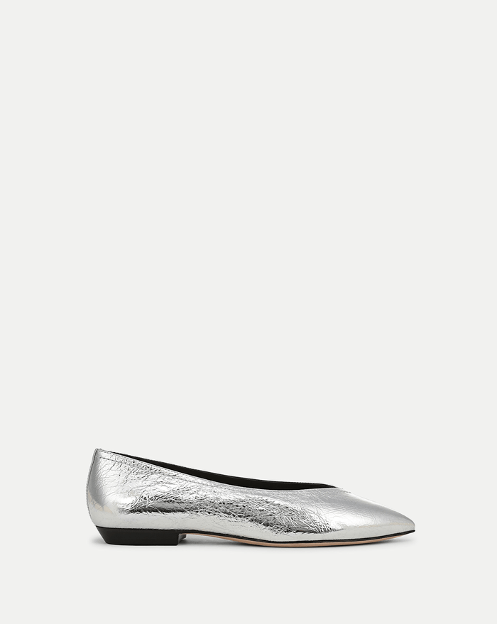 Veronica Beard Bancroft Metallic Flat - Silver