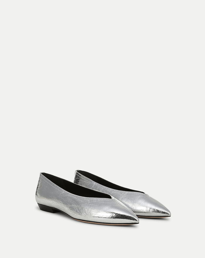 Veronica Beard Bancroft Metallic Flat - Silver