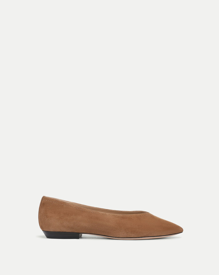 Veronica Beard Bancroft Suede Flat - Chestnut