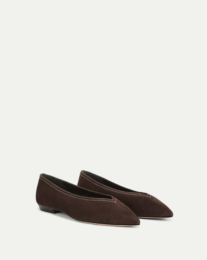 Veronica Beard Bancroft Suede Flat - Espresso