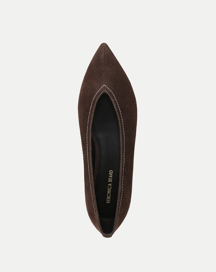 Veronica Beard Bancroft Suede Flat - Espresso