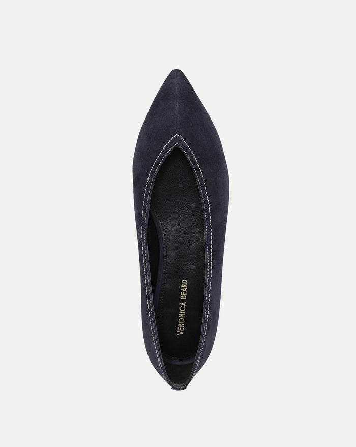 Veronica Beard Bancroft Suede Flat - Navy