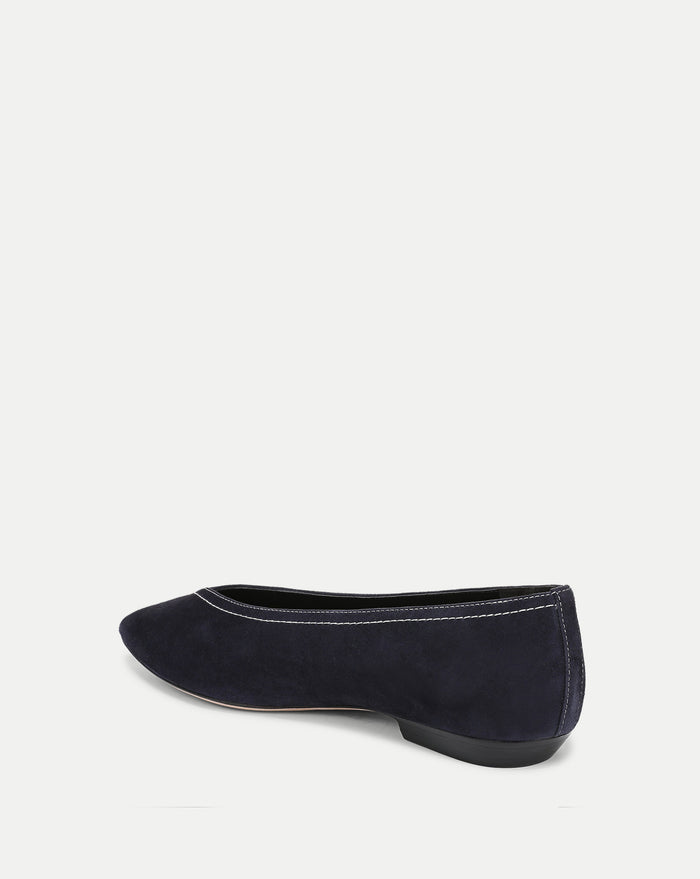 Veronica Beard Bancroft Suede Flat - Navy