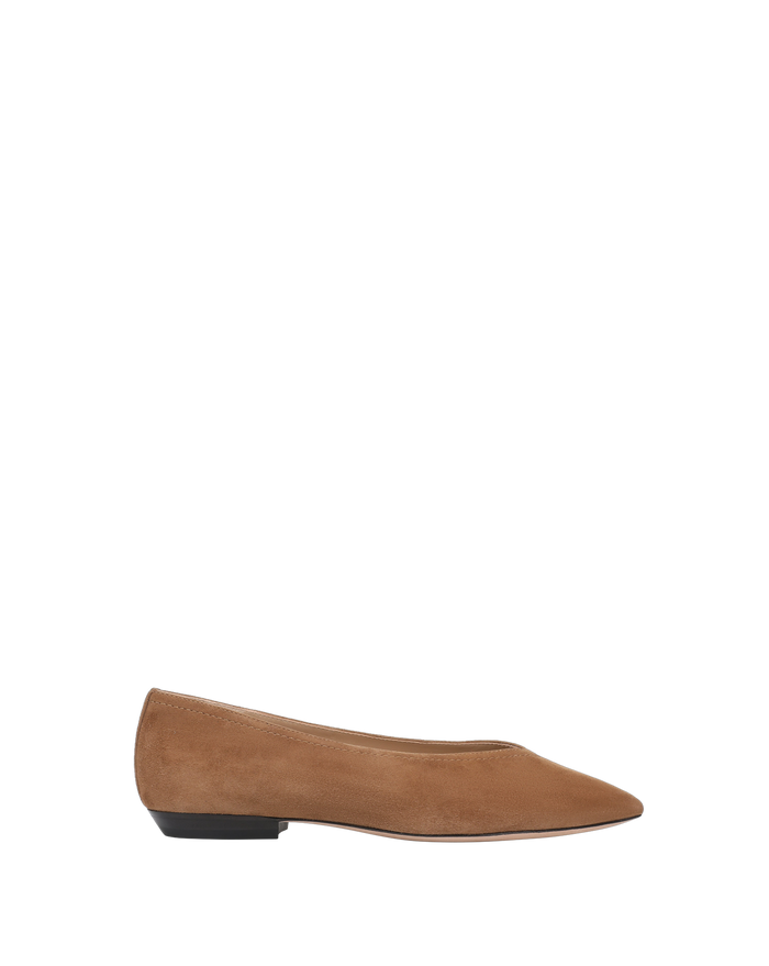 Veronica Beard Bancroft Suede Flat - Chestnut
