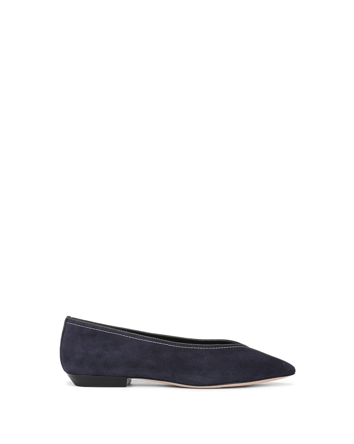 Veronica Beard Bancroft Suede Flat - Navy