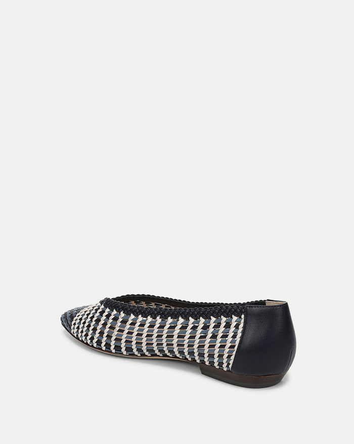 Veronica Beard Bancroft Woven Leather Flat - Blue Multi