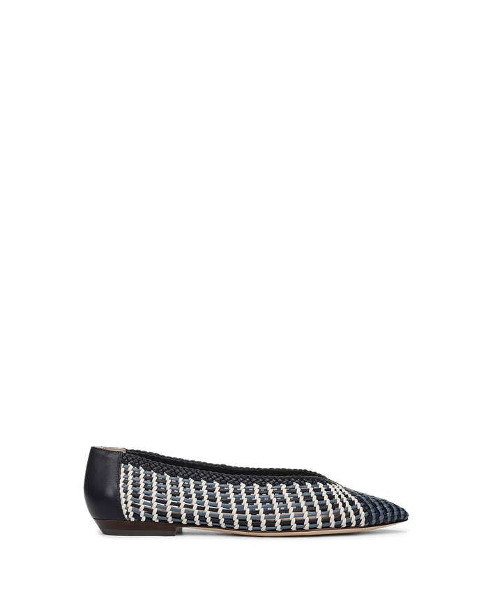 Veronica Beard Bancroft Woven Leather Flat - Blue Multi