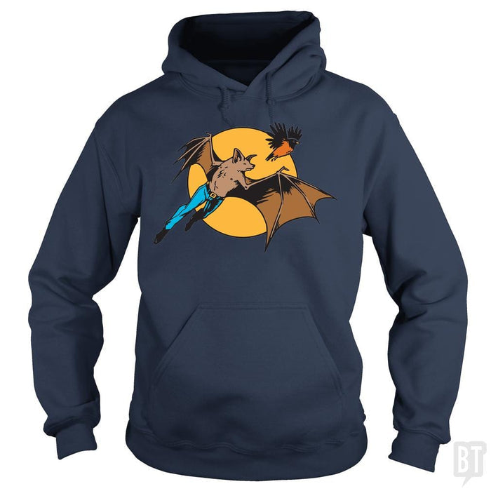 SunFrog-Busted BustedTees Hoodie / Navy Blue / S Bat Man and Robin
