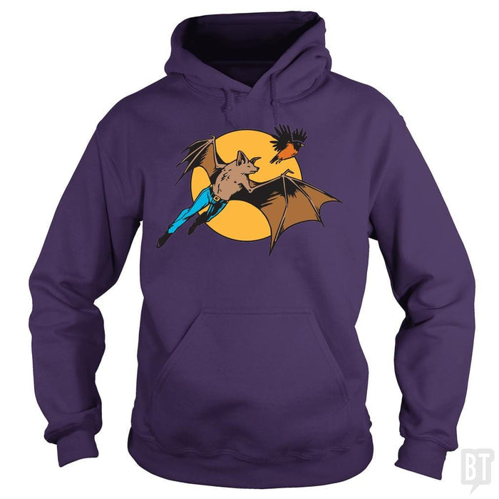 SunFrog-Busted BustedTees Hoodie / Purple / S Bat Man and Robin