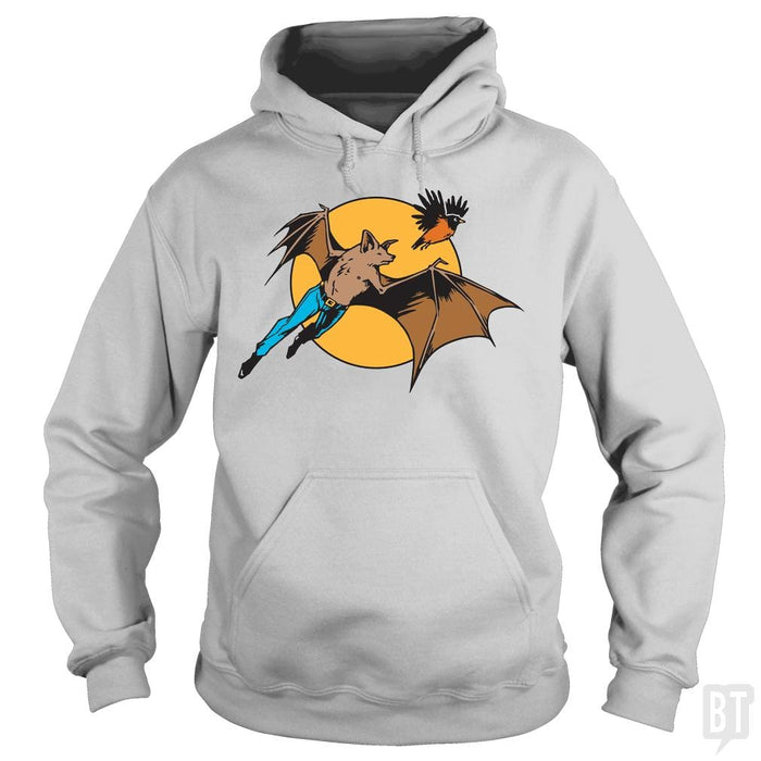 SunFrog-Busted BustedTees Hoodie / Sport Grey / S Bat Man and Robin