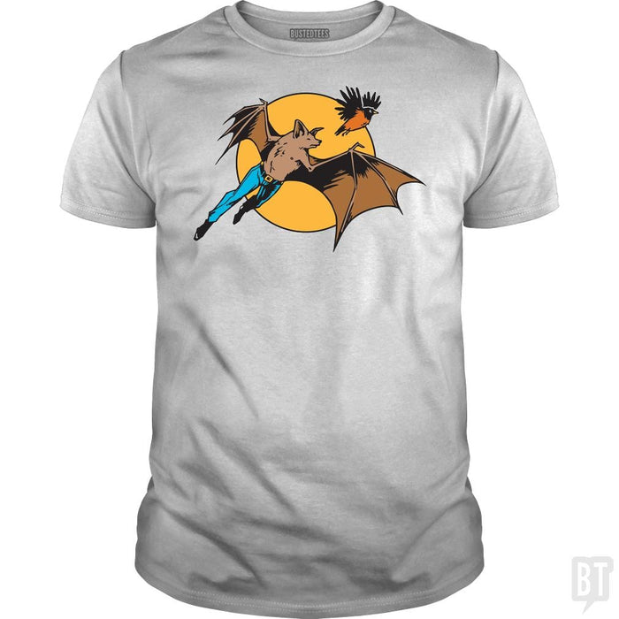 SunFrog-Busted BustedTees Classic Guys / Unisex Tee / White / S Bat Man and Robin