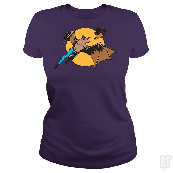 SunFrog-Busted BustedTees Classic Ladies Tee / Purple / S Bat Man and Robin