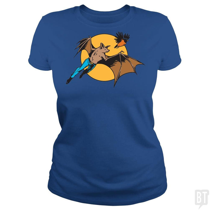 SunFrog-Busted BustedTees Classic Ladies Tee / Royal Blue / S Bat Man and Robin