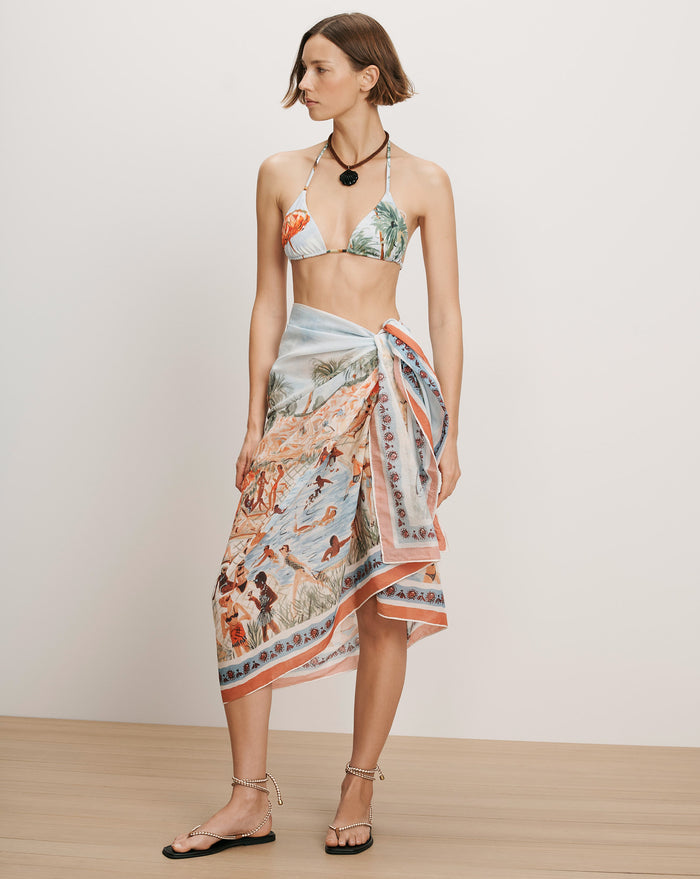 Veronica Beard Printed bikini top and matching sarong with a