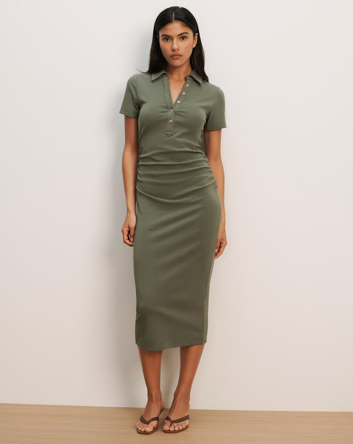 Veronica Beard Besser Polo Midi Dress - Stone Army