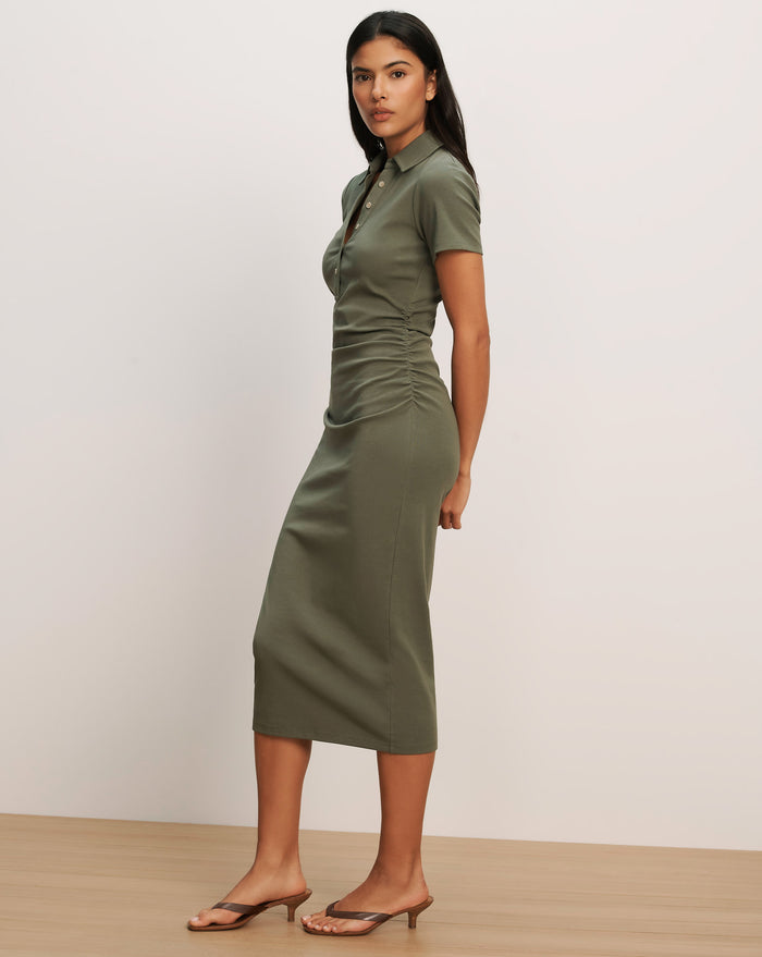 Veronica Beard Besser Polo Midi Dress - Stone Army