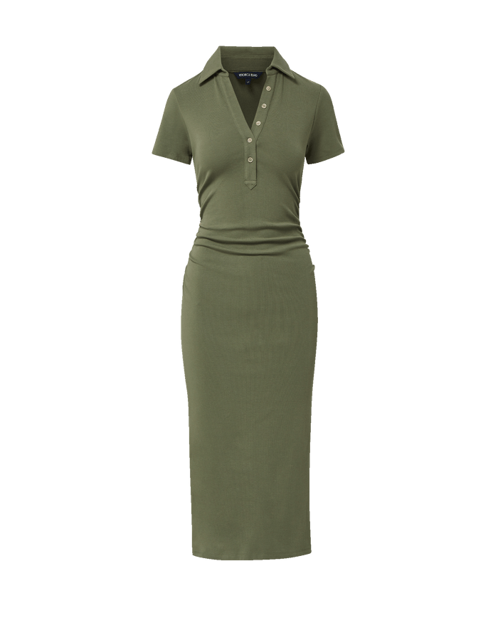Veronica Beard Besser Polo Midi Dress - Stone Army