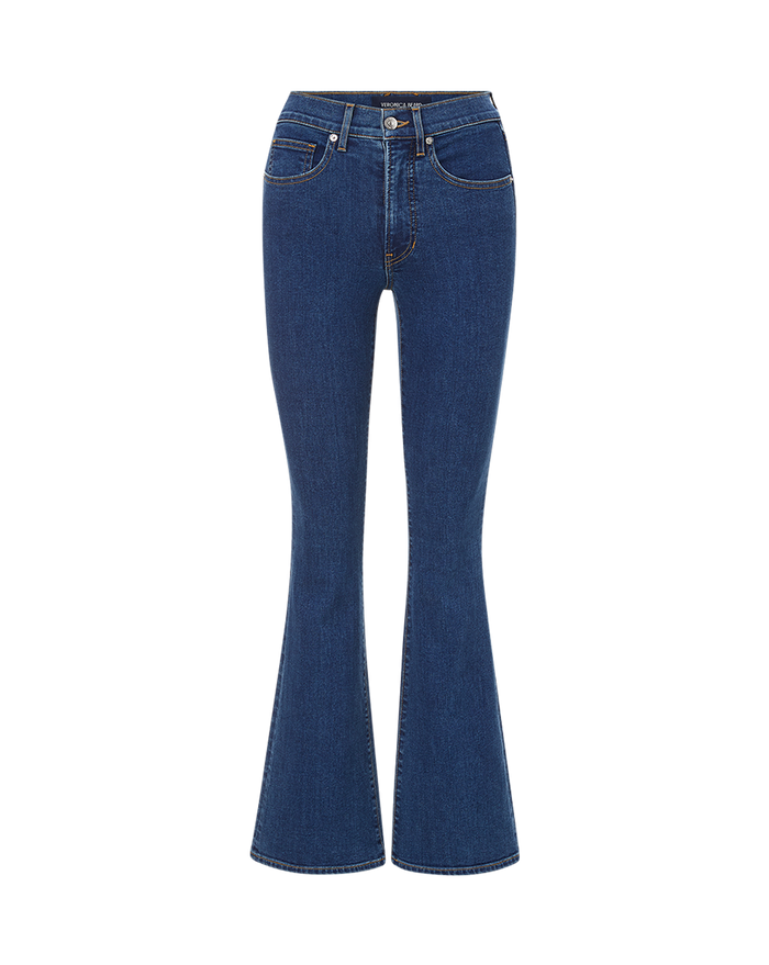 Veronica Beard Beverly Loafer Length Skinny-Flare Jean - Bright Blue