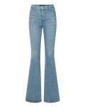 Veronica Beard Beverly Patch-Pocket Skinny-Flare Jean - Silverwood Blue