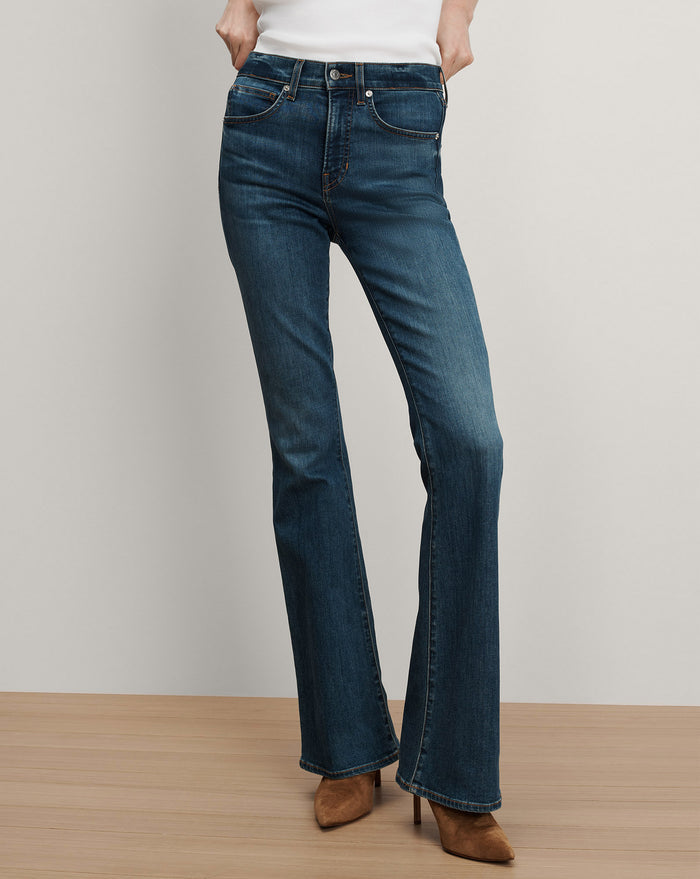 Veronica Beard Beverly Skinny-Flare Jean | Extended - Bright Blue
