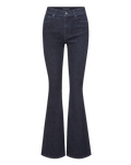 Veronica Beard Dark wash denim flare jeans with a high waist.