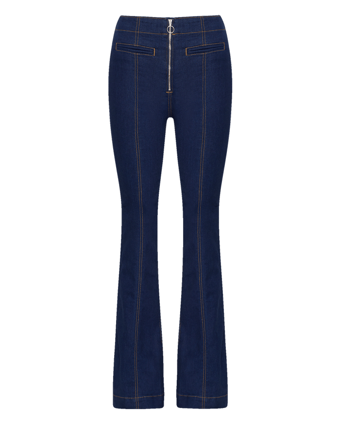 Veronica Beard Beverly Skinny-Flare Trouser Jean - Indigo Rinse