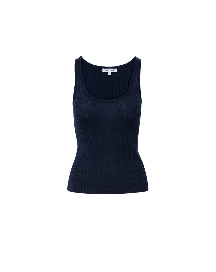 Veronica Beard Birke Merino Wool Tank Top - Navy