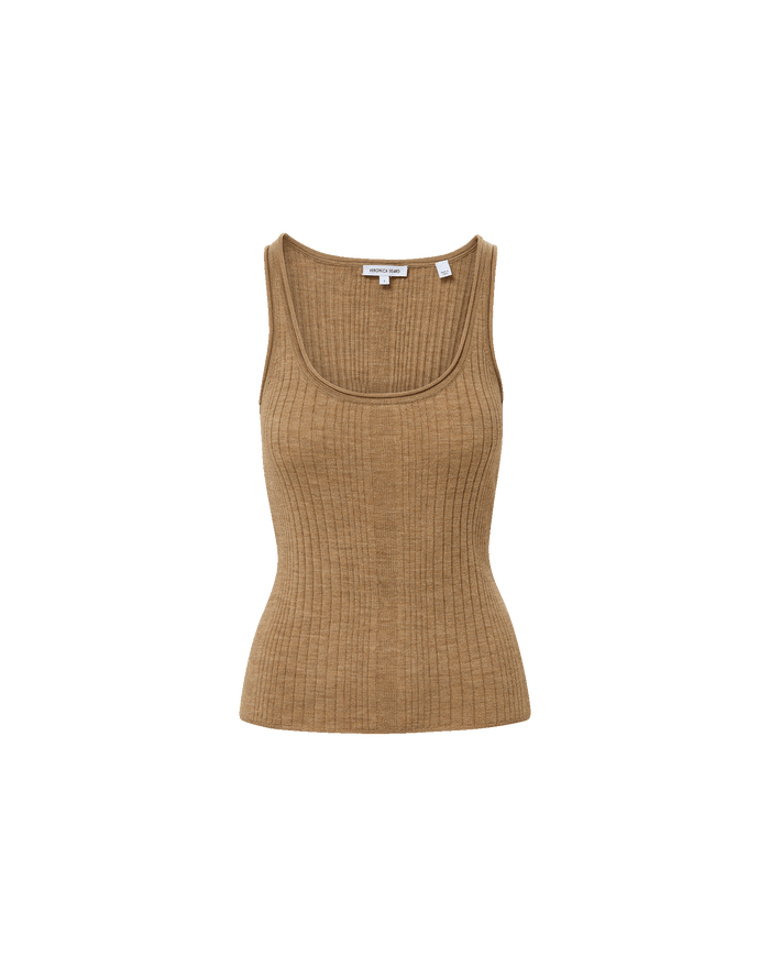 Veronica Beard Birke Merino Wool Tank Top - Dark Khaki