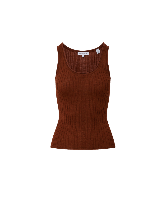 Veronica Beard Brown ribbed knit tank top