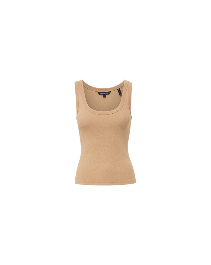 Veronica Beard Birke Scoopneck Tank Top - Khaki