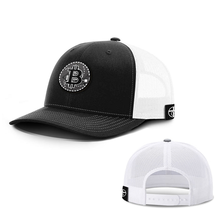 Bitcoin Black and White Patch Hats - BustedTees.com