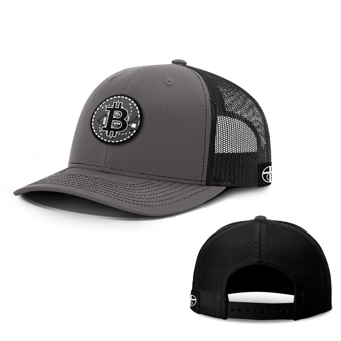 Bitcoin Black and White Patch Hats - BustedTees.com