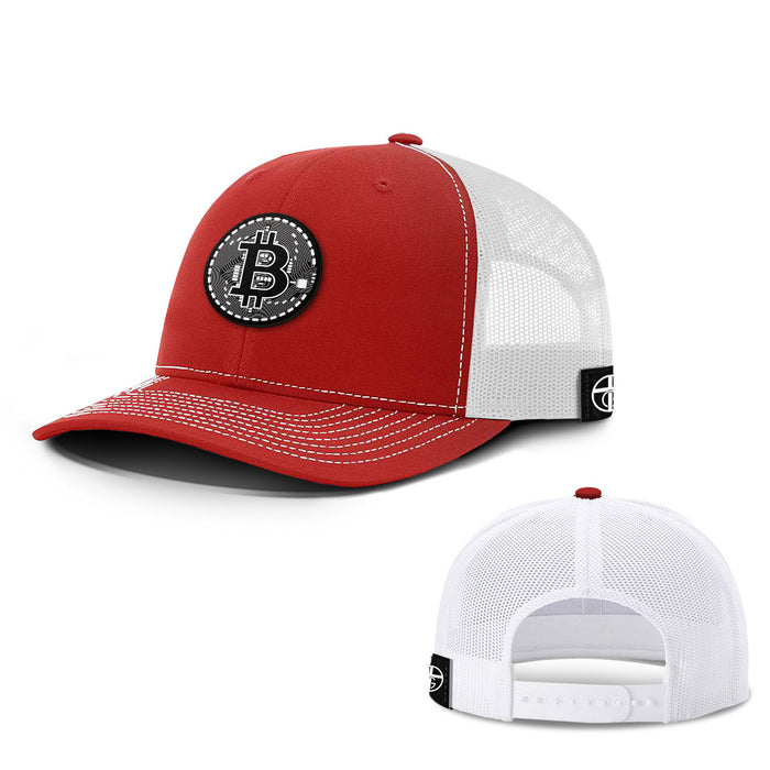Bitcoin Black and White Patch Hats - BustedTees.com